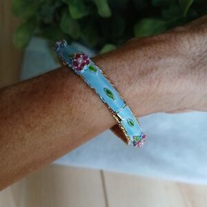 Arthur Pepper Signed Vintage Oval Blue Enamel Bracelet!!